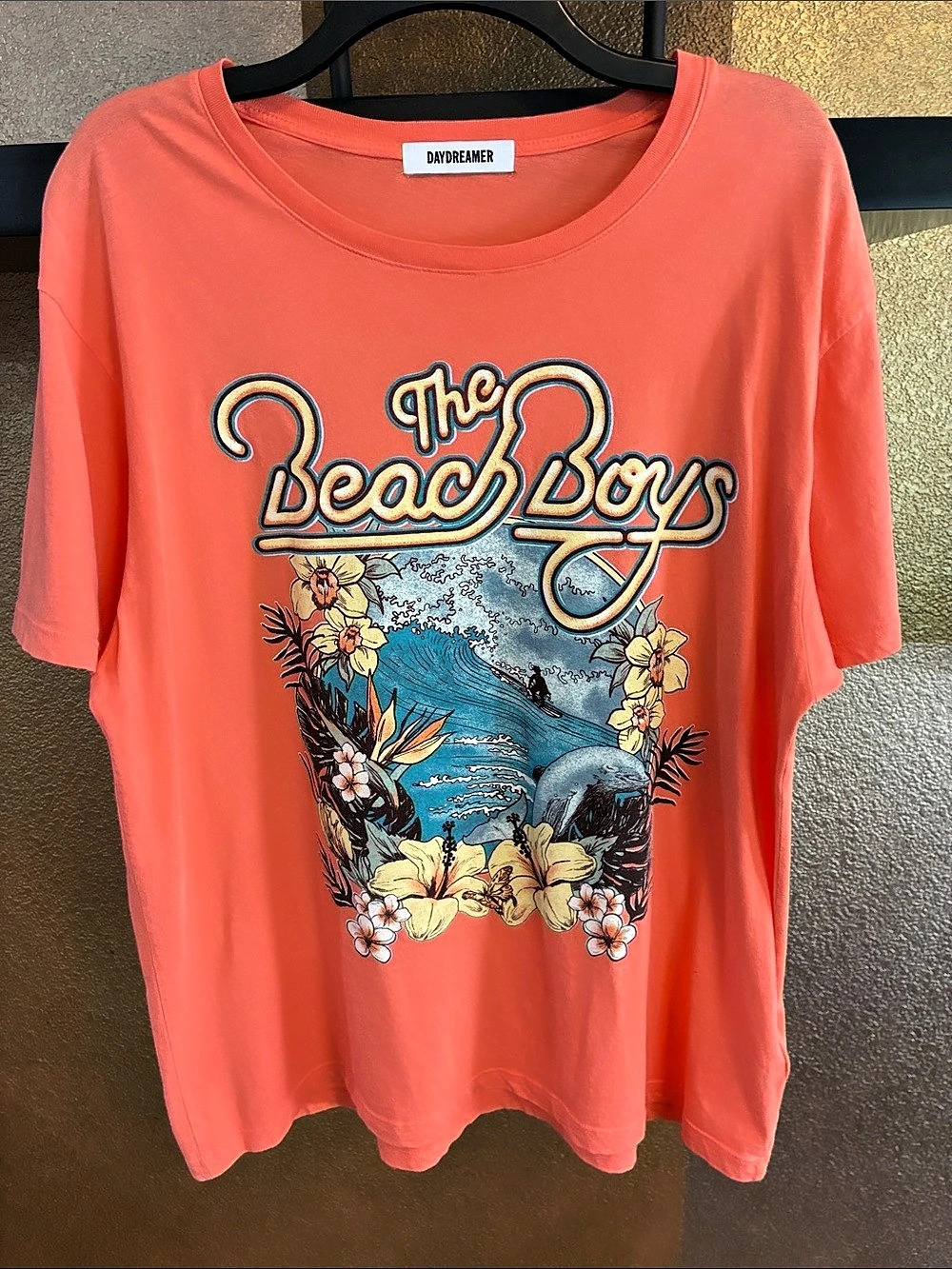 Daydreamer The Beach Boys Surf's Up Boyfriend Tee Graphic Tee Orange Large
